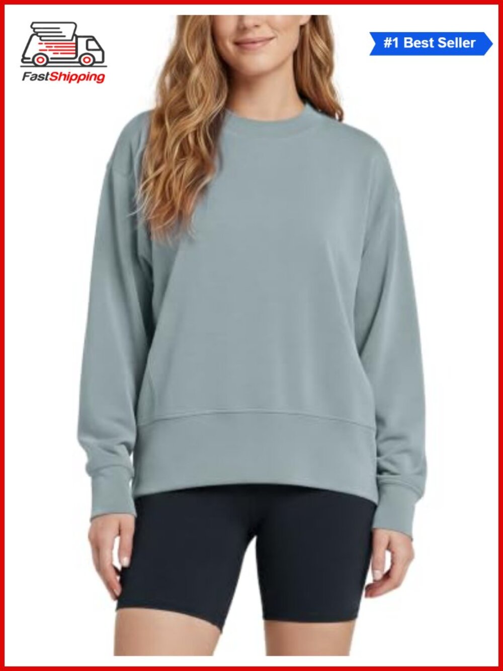✨ Oversized Sweatshirt Long Sleeve Modal Soft High Crew Neck Pullover Top